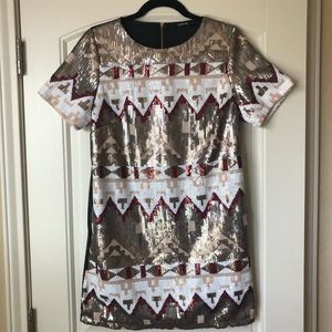 Sequin Tribal Print Dress